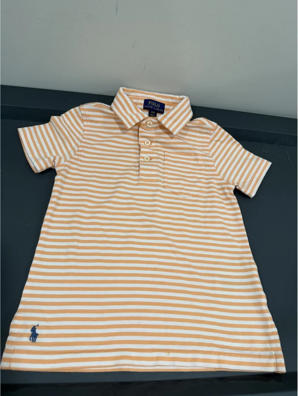 Polo Ralph Lauren Toddler Boys 4T Orange White Striped Polo Shirt Preowned